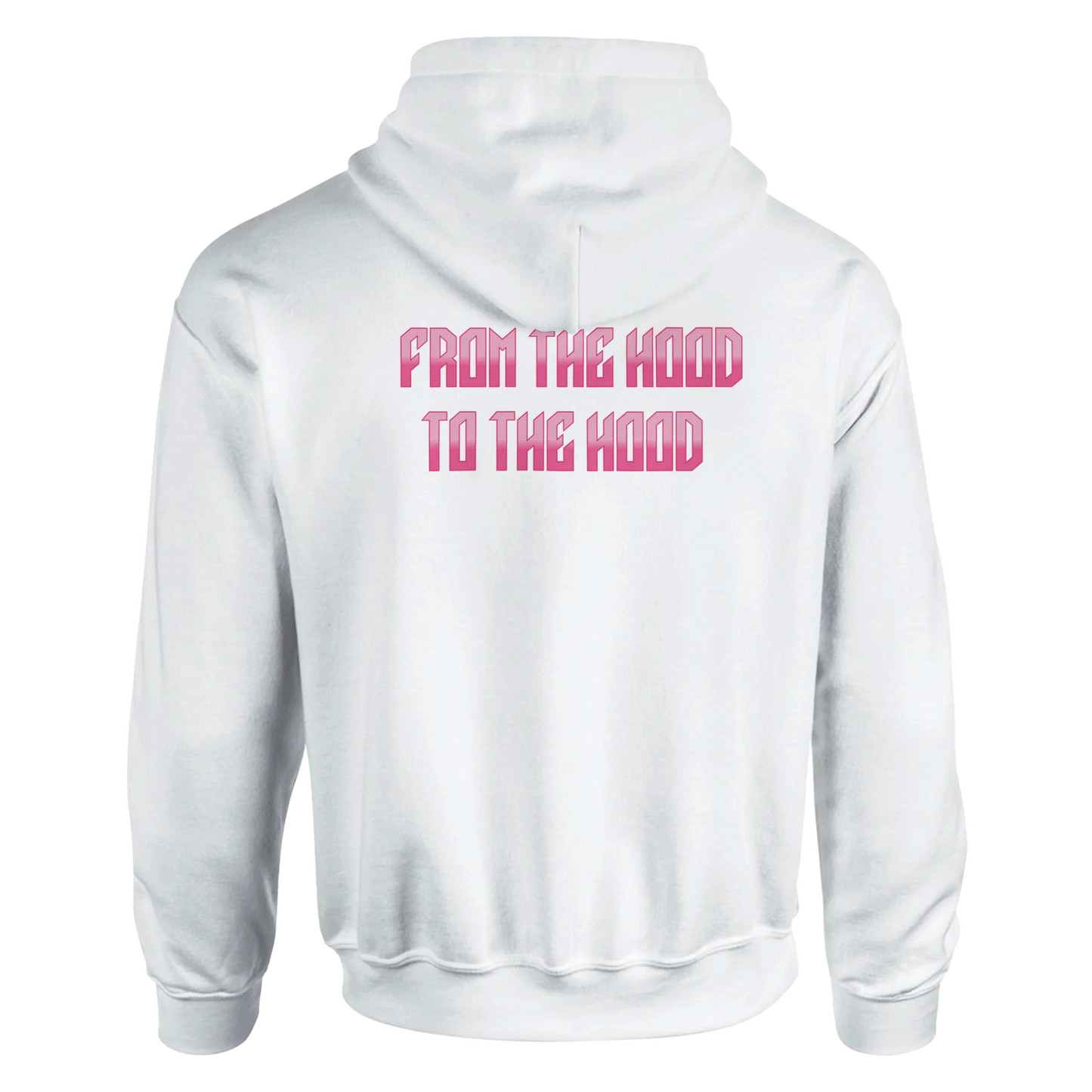 7HARAMHOOD Rosa Hoodie – Detailansicht Kapuze, schwere Kapuze Premium Hoodwear authentisch