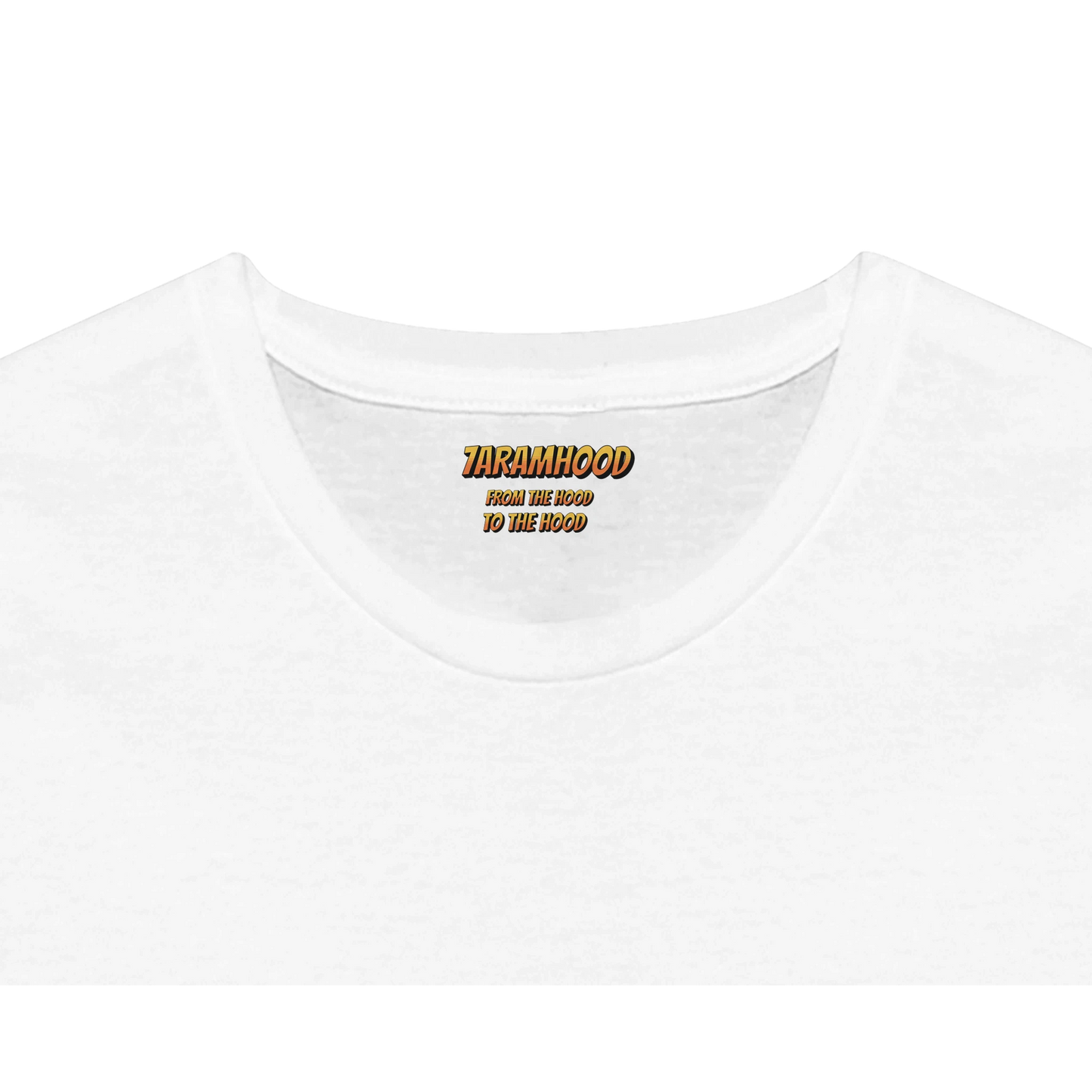 7ARAMHOOD Retro Gradient T-Shirt White Orange Streetwear Nahaufnahme