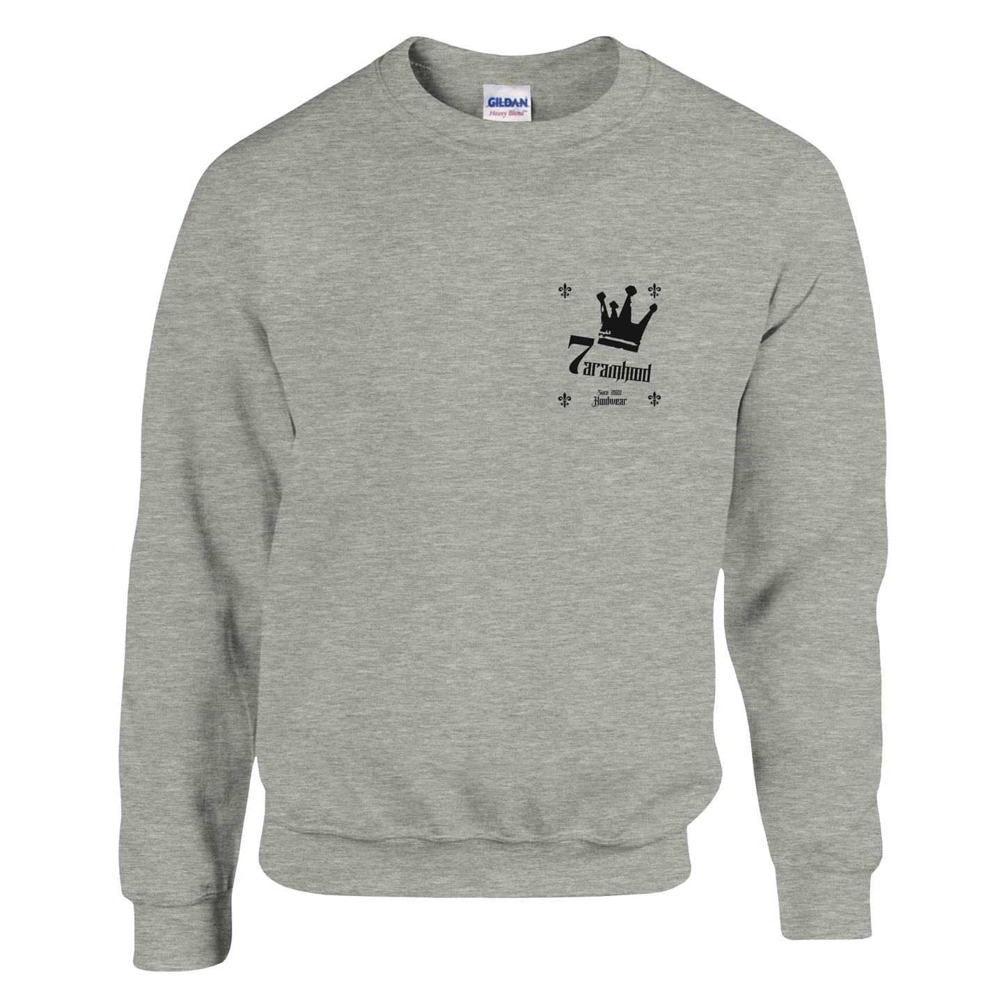 Weißes 7H Sweatshirt mit Crown Logo Seitenansicht - Haramhood Hoodwear seit 2022
