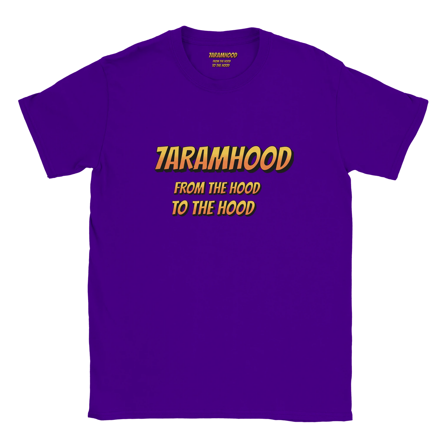 7ARAMHOOD Retro Gradient T-Shirt White Orange Streetwear Lifestyle