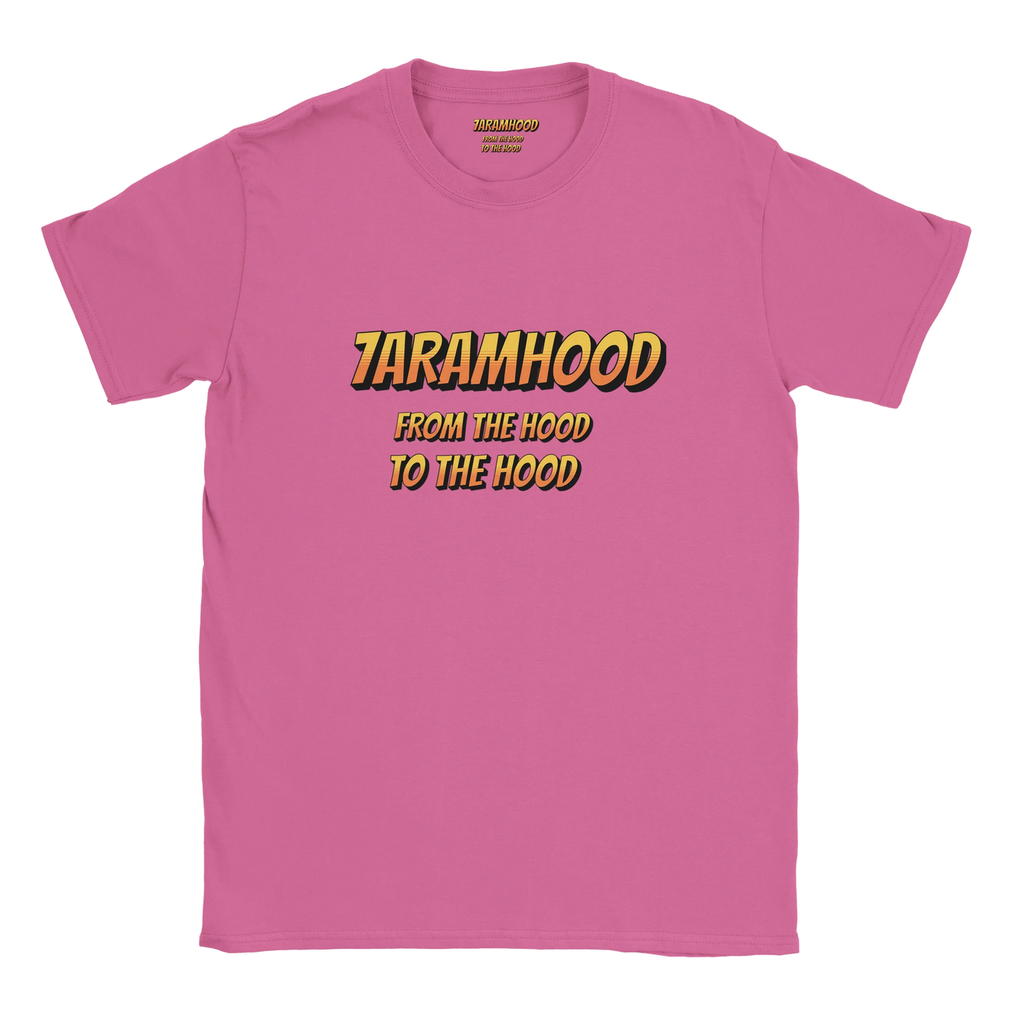 7ARAMHOOD Retro Gradient T-Shirt White Orange Streetwear Detail Print