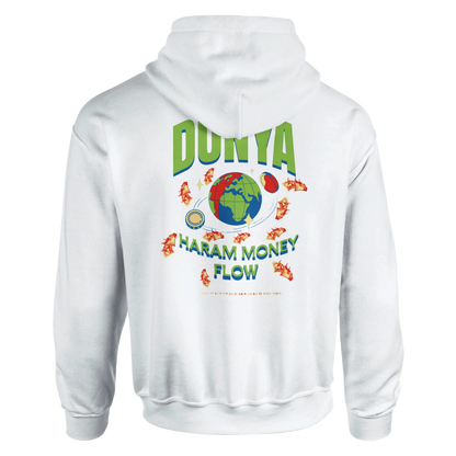 Weißes Hoodie, Rückansicht, mit Print, Produktbild für Onlineshop