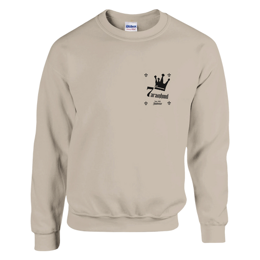 
7HARAMHOOD Brand Since-2022 Sweatshirt Beige Frontansicht mit Crown Logo

