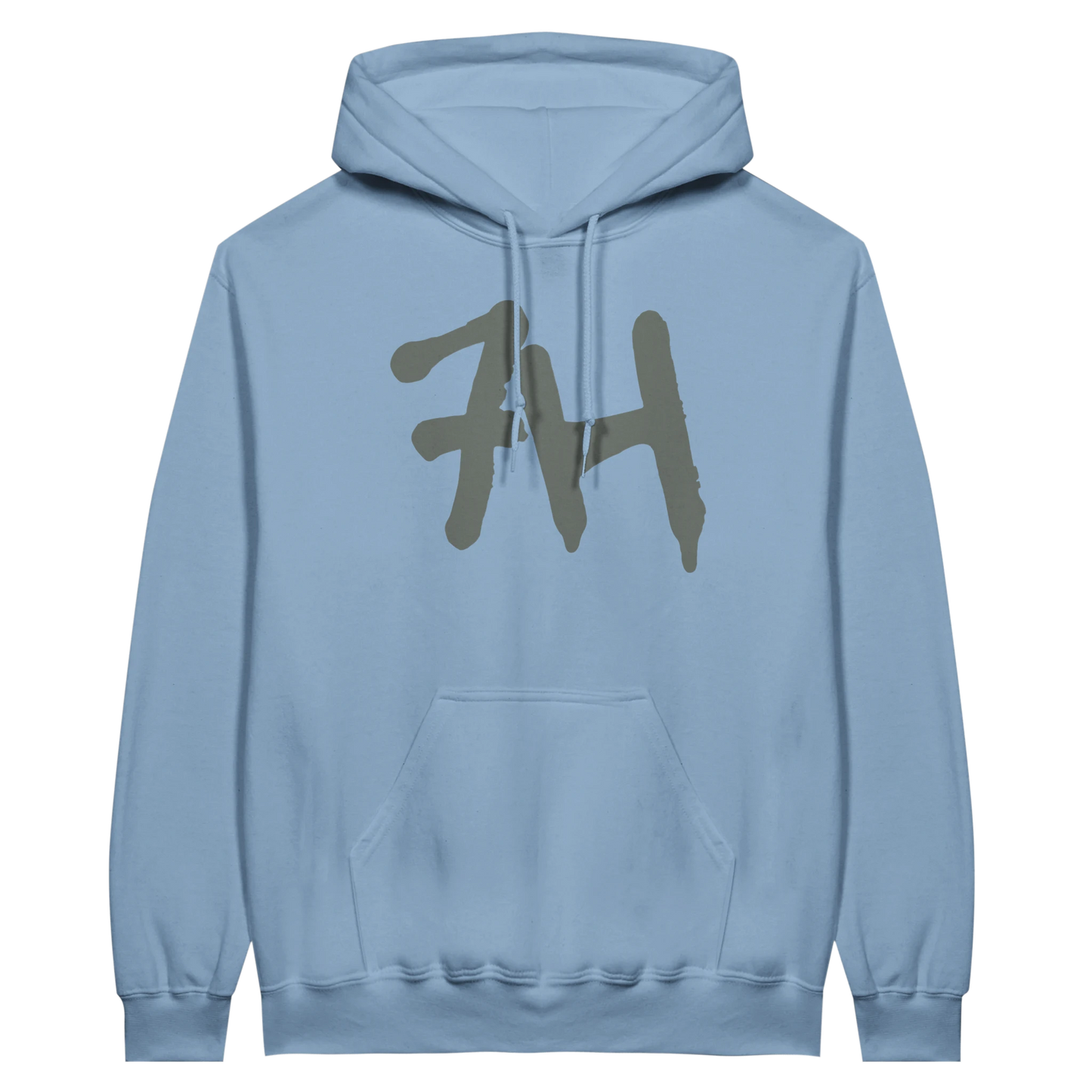 7HARAMHOOD White Graffiti 7H Hoodie – Mausgrau in hellblau mit 7H-Logo in Grau.