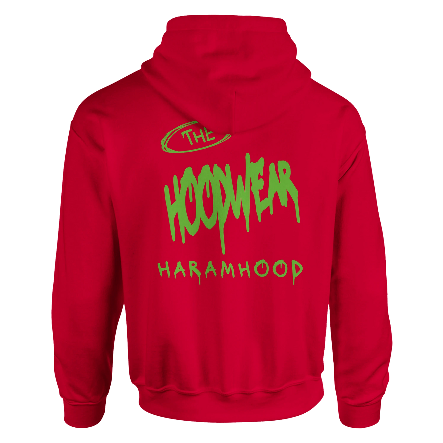 Weißer 7H Hoodie mit neongrünem Graffiti Print Seitenansicht - Haramhood
