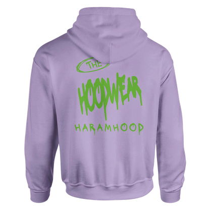 Neongrünes 7H Graffiti Logo Detailansicht - Weißer Haramhood Hoodie

