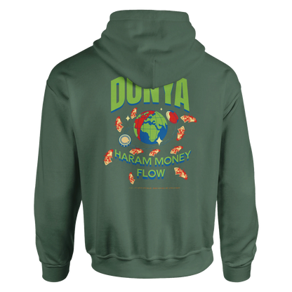 Dunkelgrünes Hoodie, Rückansicht, mit Print, Produktbild für Onlineshop