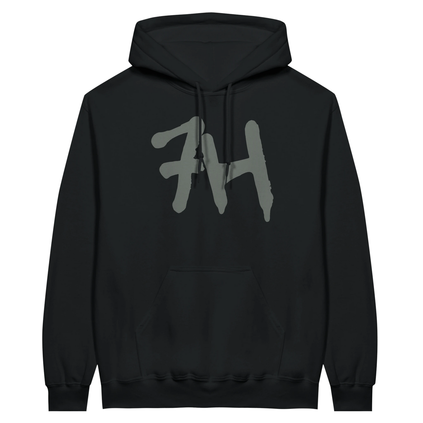 7HARAMHOOD White Graffiti 7H Hoodie – Mausgrau in Schwarz mit grauem 7H-Logo auf der Brust
