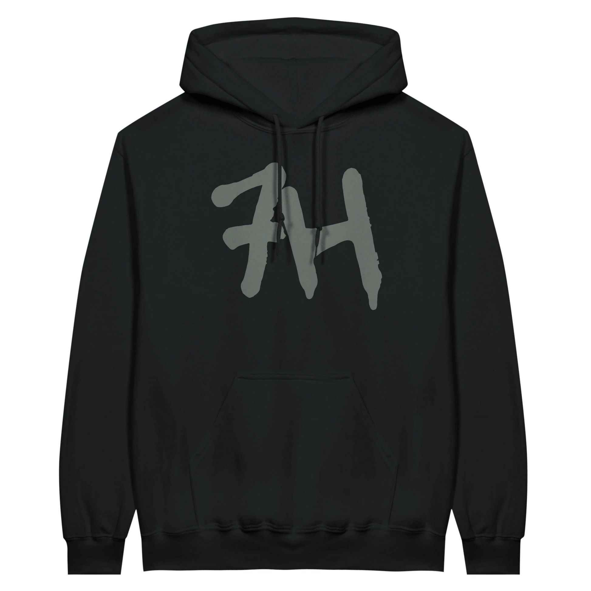 7HARAMHOOD White Graffiti 7H Hoodie – Mausgrau in Schwarz mit grauem 7H-Logo auf der Brust