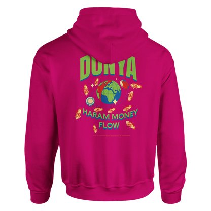 Heliconiafarbenes Hoodie, Rückansicht, mit Print, Produktbild für Onlineshop