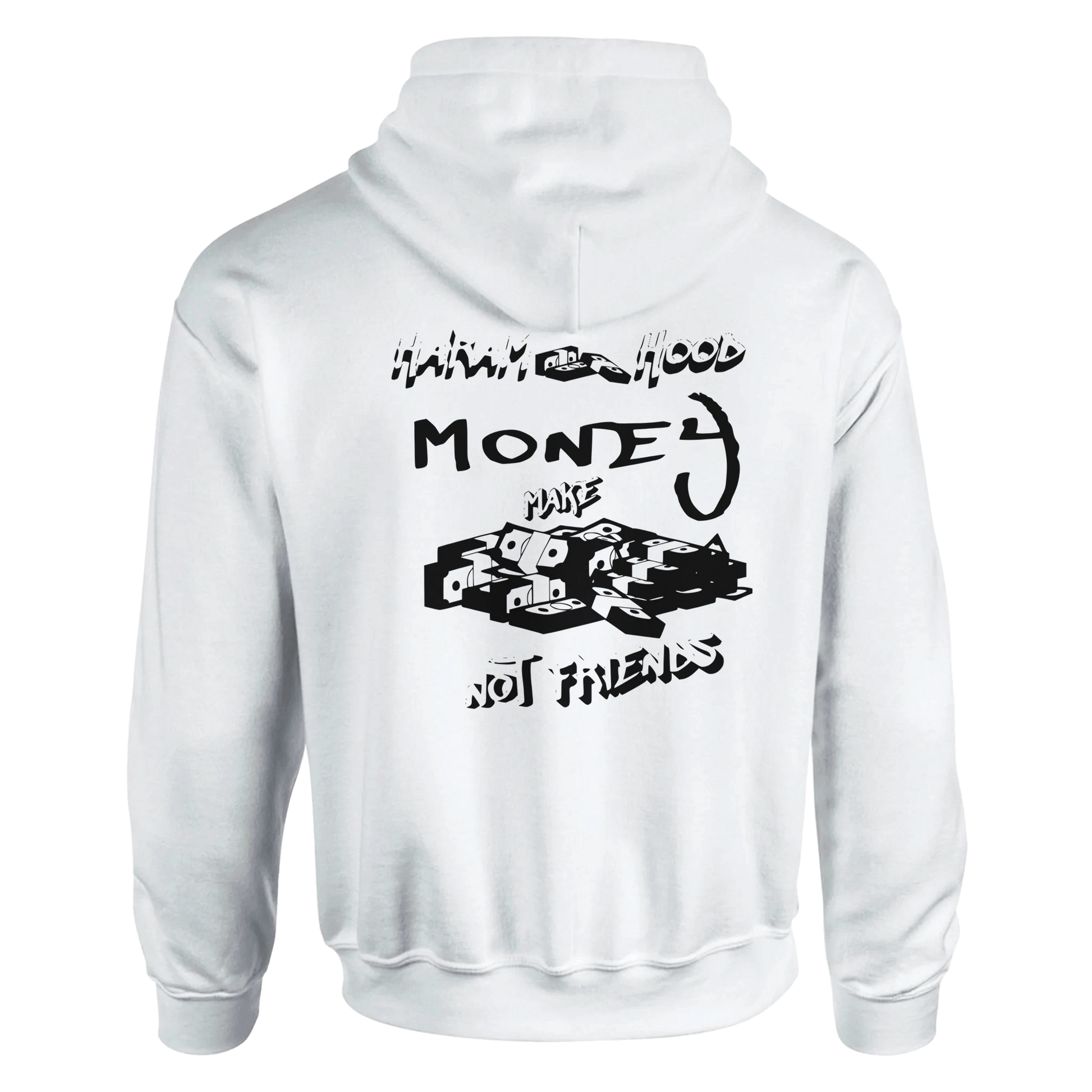 Money Make Not Friends Hoodie Schwarz Frontansicht | 7HARAMHOOD 
