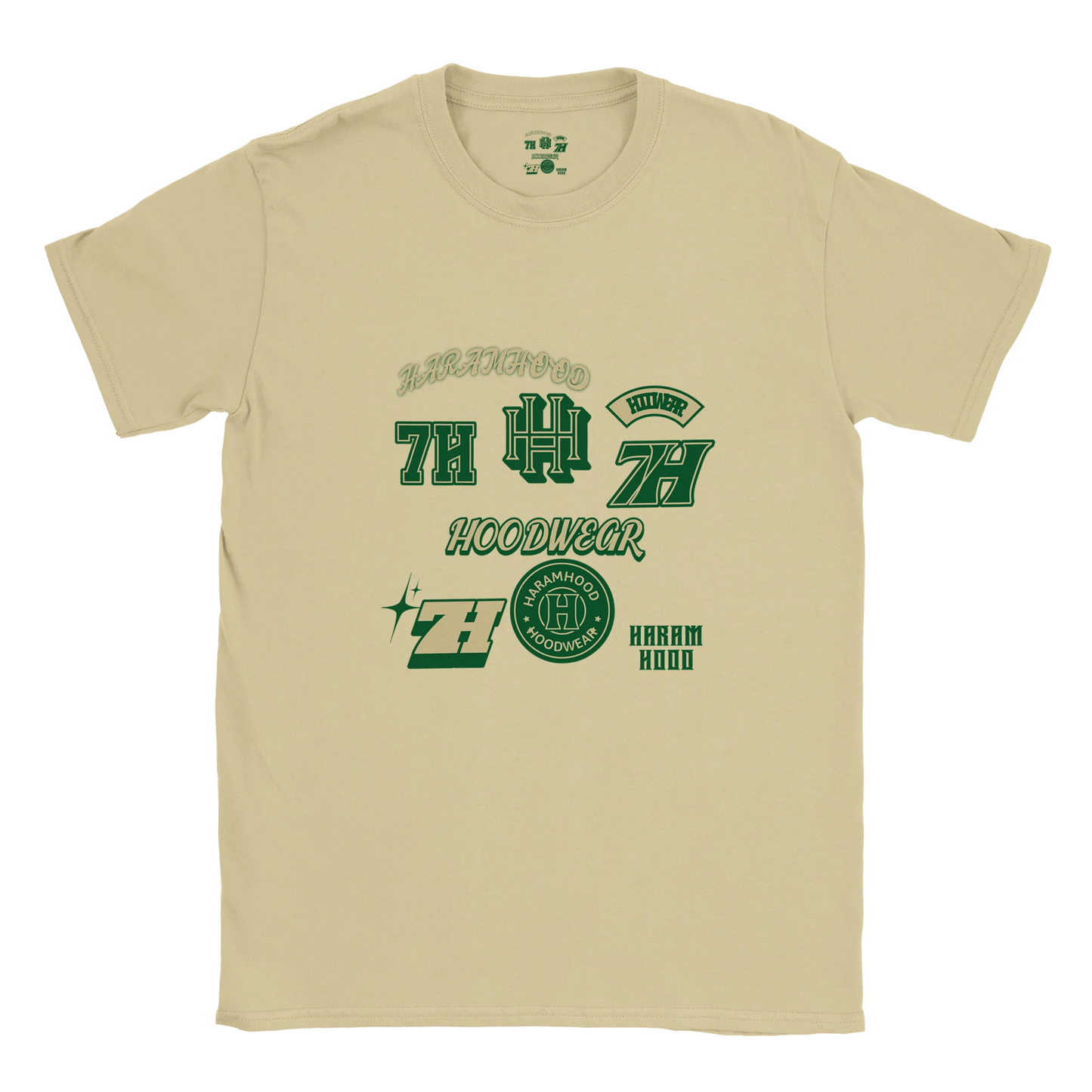 7HARAMHOOD Multi Sticker Badge T-Shirt White Green Streetwear Rückseite