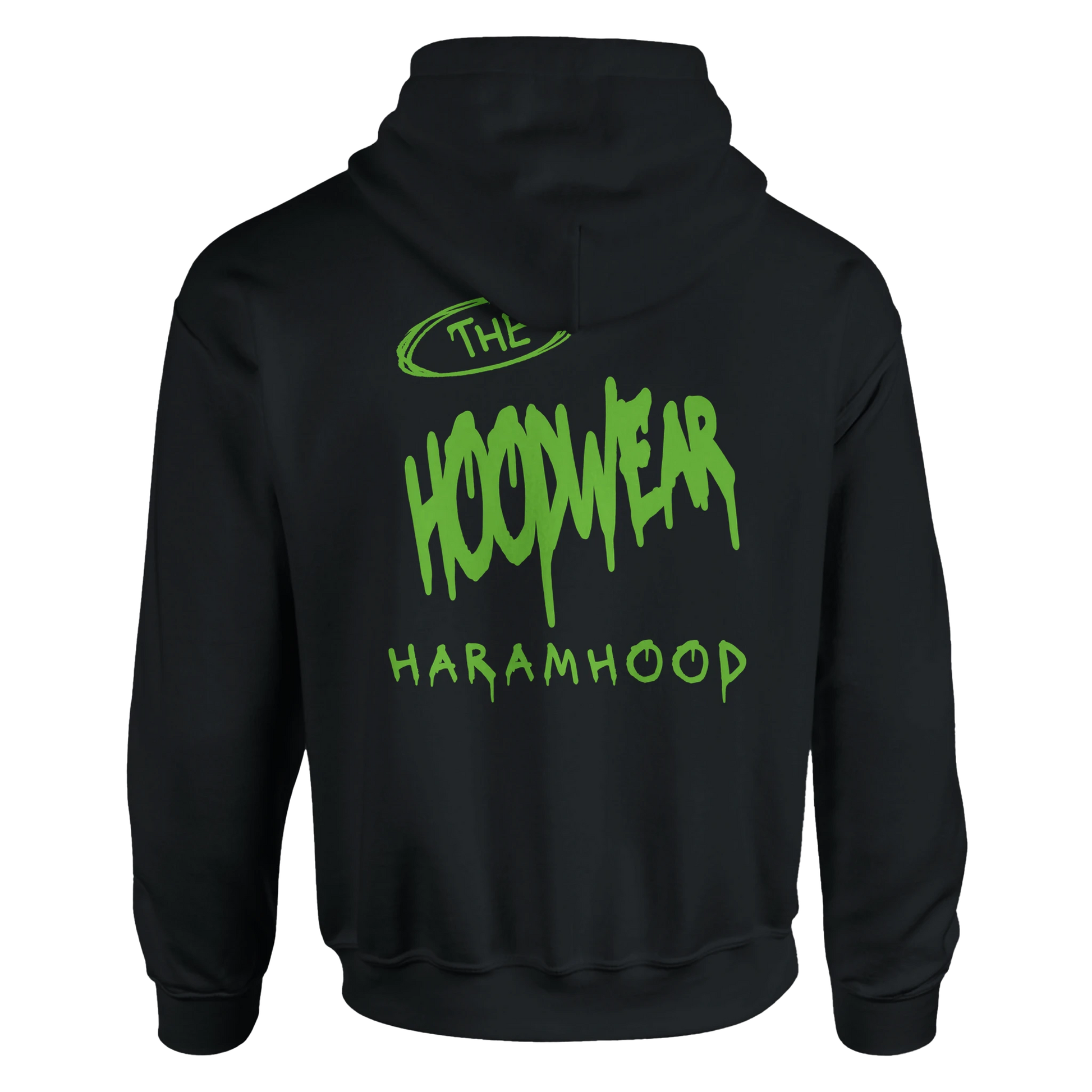 7H Graffiti Hoodie neongrün-pink Nahaufnahme - Haramhood Design Detail
