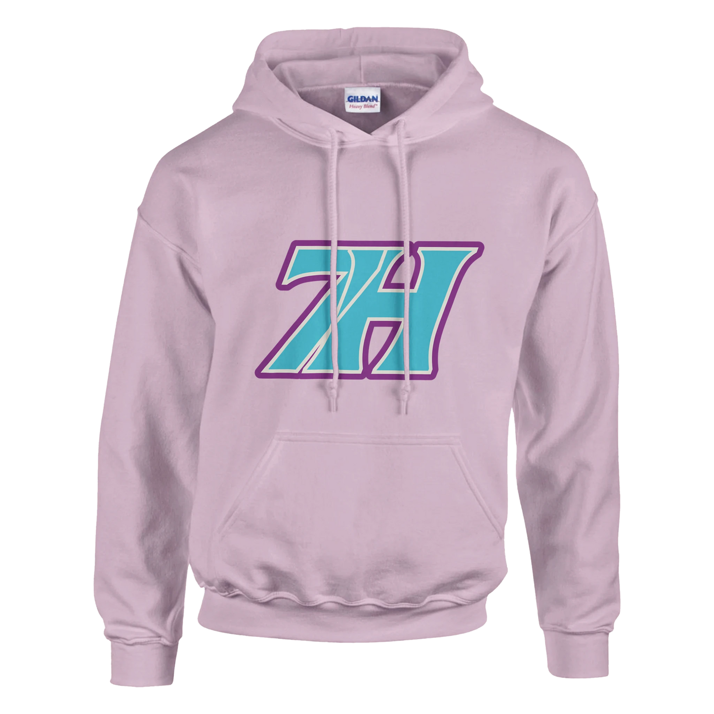 7H Cyan Purple Hoodie Kängurutasche - Haramhood Streetwear
