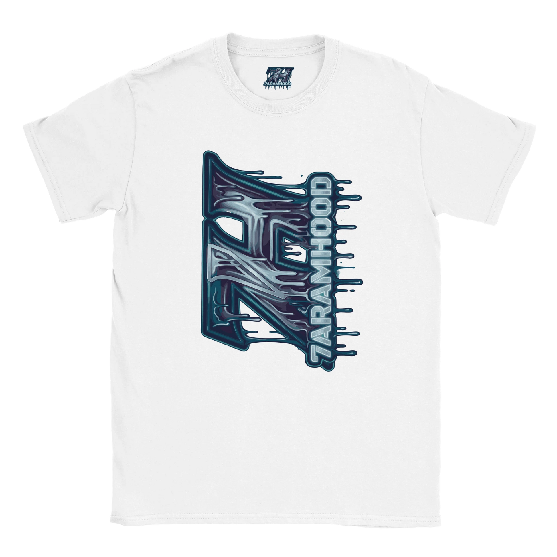 7HARAMHOOD Liquid Slime Chrome T-Shirt Sand Beige Streetwear Flat Lay
