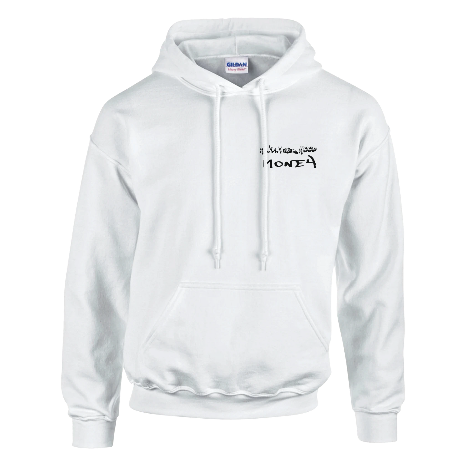 Money Make Not Friends Hoodie Weiß Frontansicht | 7HARAMHOOD 
