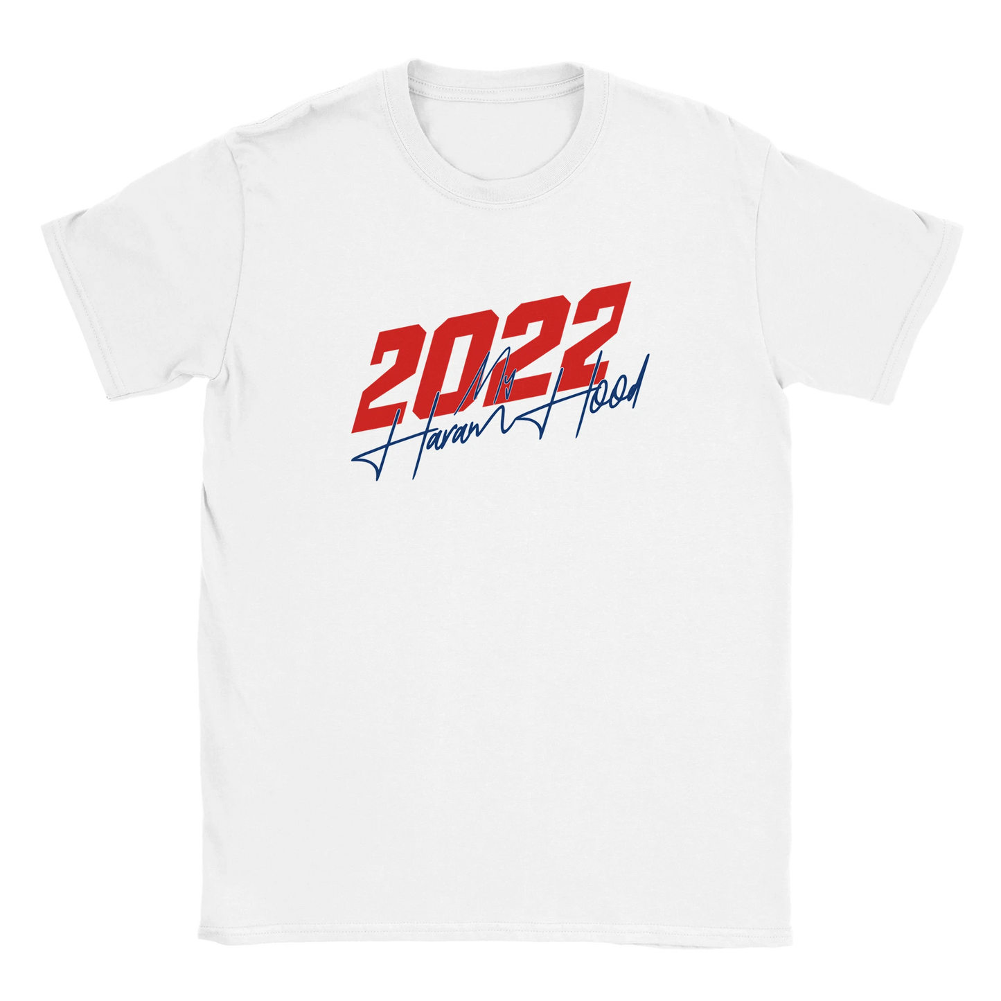 7HARAMHOOD Est 2022 Signature T-Shirt White Varsity Streetwear Vorderseite