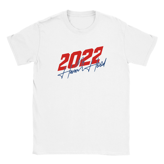 7HARAMHOOD Est 2022 Signature T-Shirt White Varsity Streetwear Vorderseite