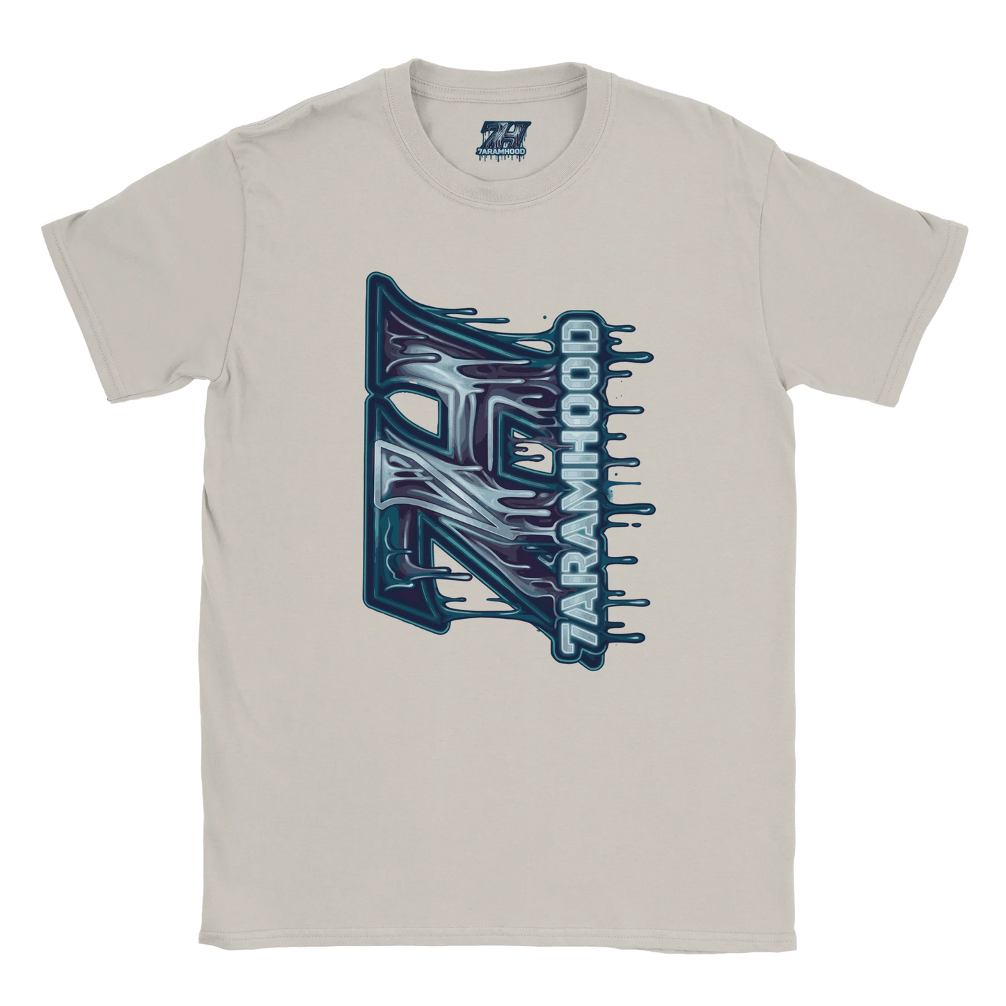 7HARAMHOOD Liquid Slime Chrome T-Shirt Sand Beige Streetwear Rückseite