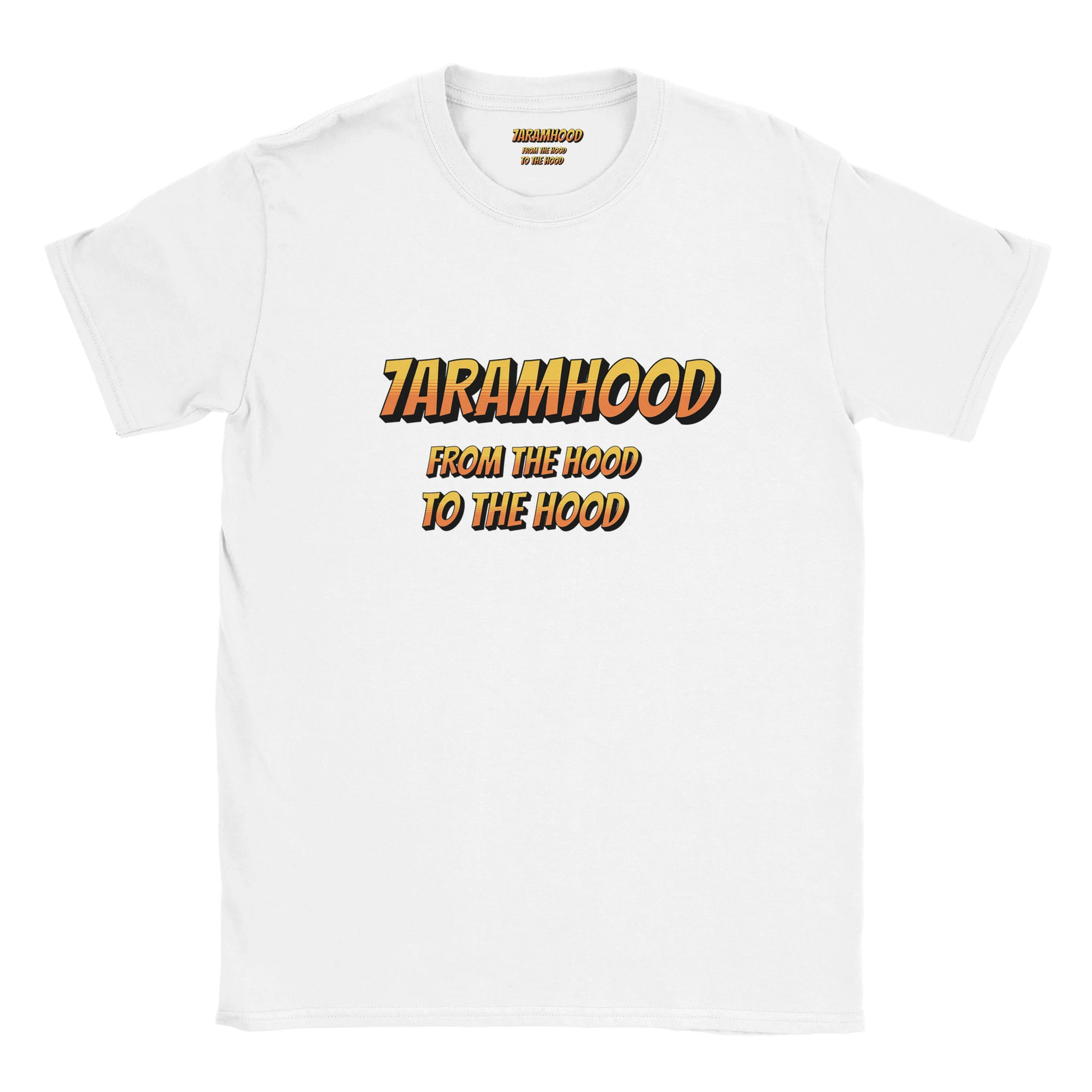 7ARAMHOOD Retro Gradient T-Shirt White Orange Streetwear Vorderseite