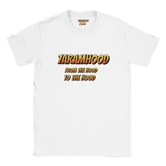 7ARAMHOOD Retro Gradient T-Shirt White Orange Streetwear Vorderseite