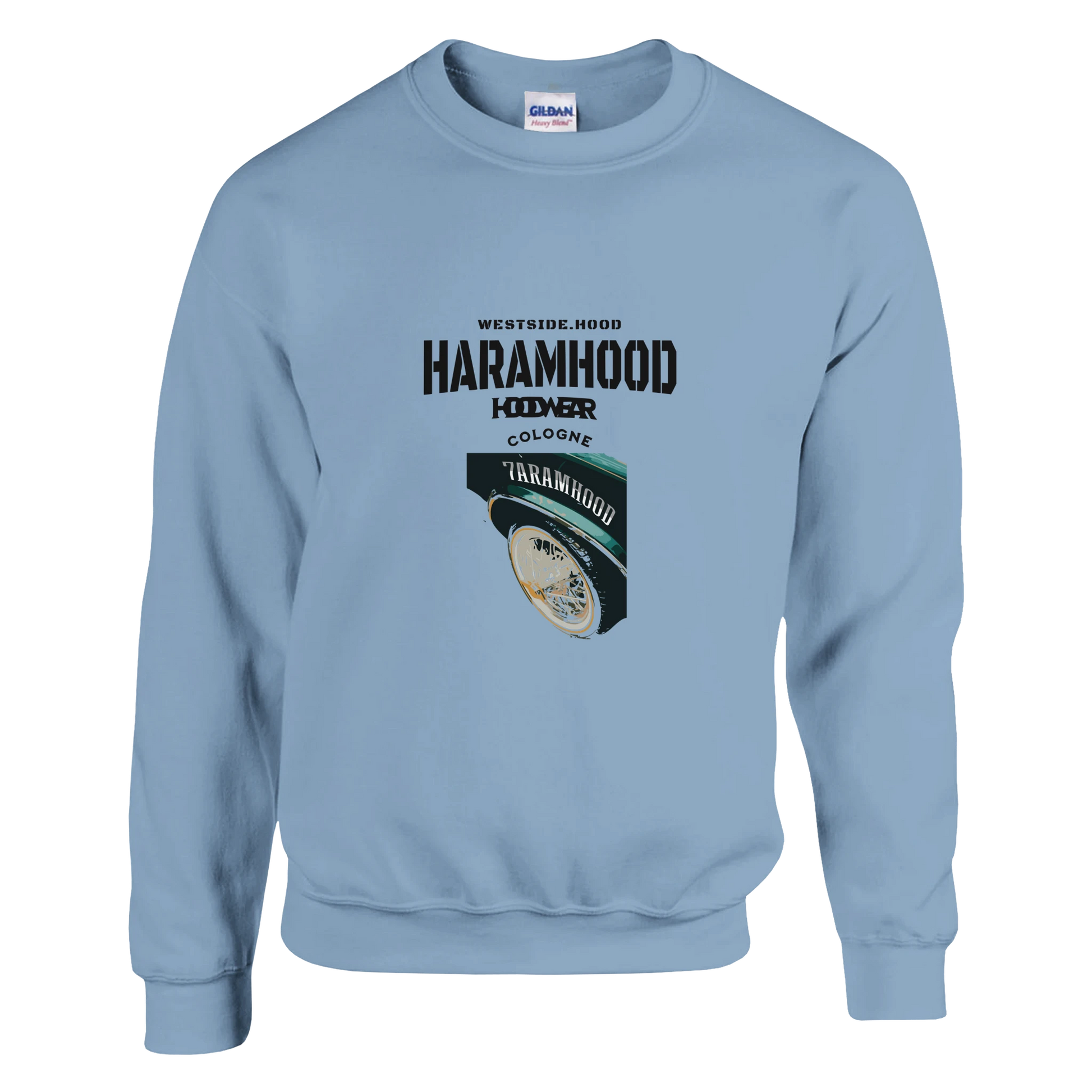 7HARAMHOOD Hood Cars Sweatshirt – Rückansicht Racing-Print Hoodwear, zwei Welten eine Sprache urban