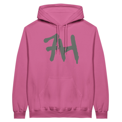7HARAMHOOD White Graffiti 7H Hoodie – Mausgrau in kräftigem Dunkelpink mit Graffiti-Design auf der Vorderseite.
