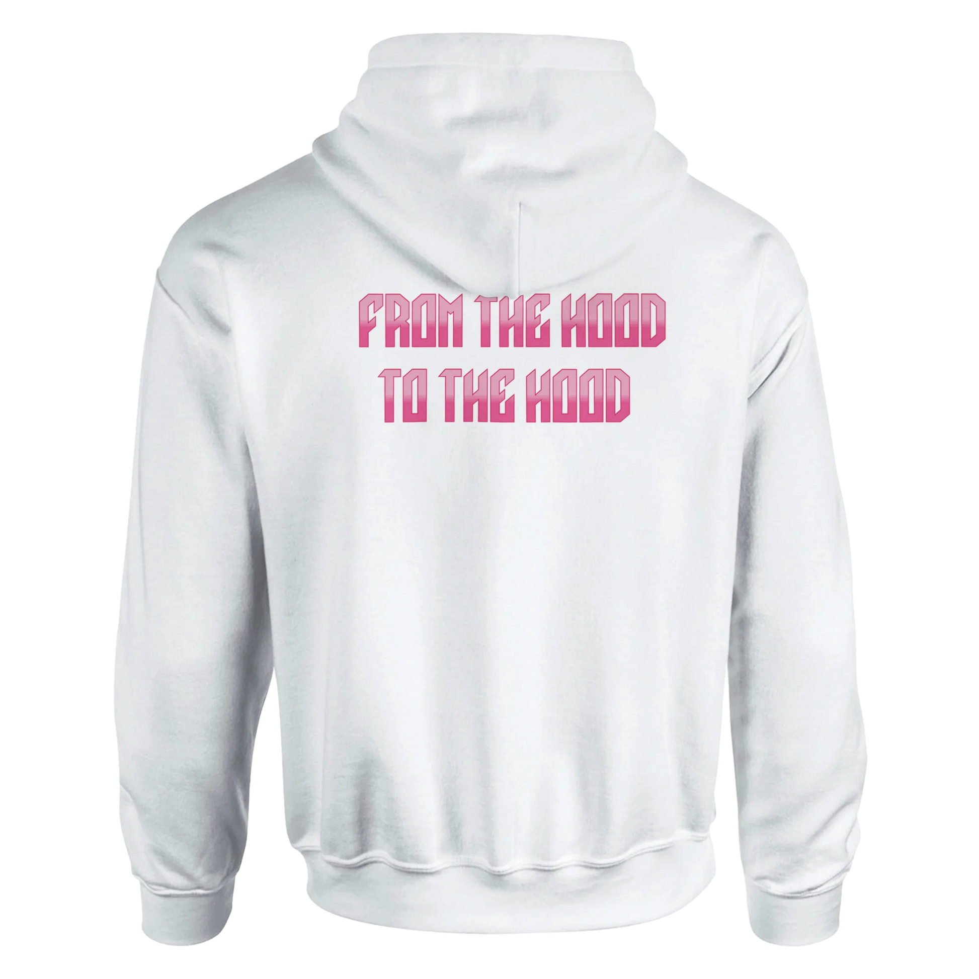 7HARAMHOOD Rosa Hoodie – Detailansicht Kapuze, schwere Kapuze Premium Hoodwear authentisch