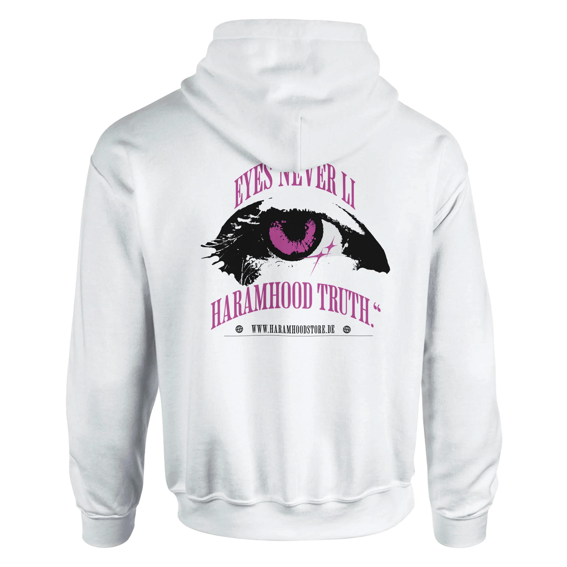 7HARAMHOOD Hollywood Truth Eye Hoodie Weiß Rückansicht Eye Graphic Design 

