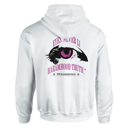 7HARAMHOOD Hollywood Truth Eye Hoodie Weiß Rückansicht Eye Graphic Design 
