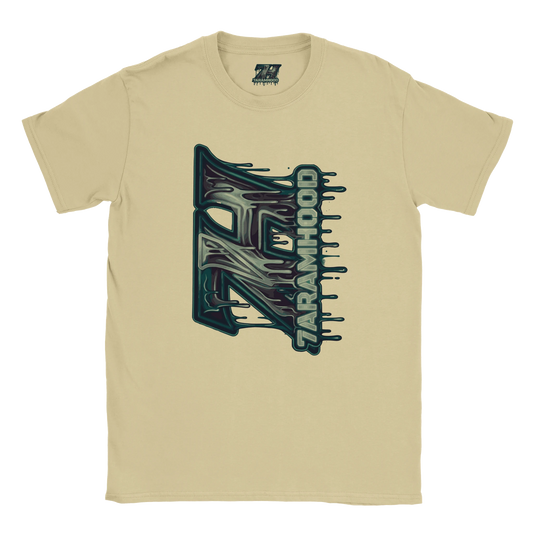 7HARAMHOOD Liquid Slime Chrome T-Shirt Sand Beige Streetwear Vorderseite
