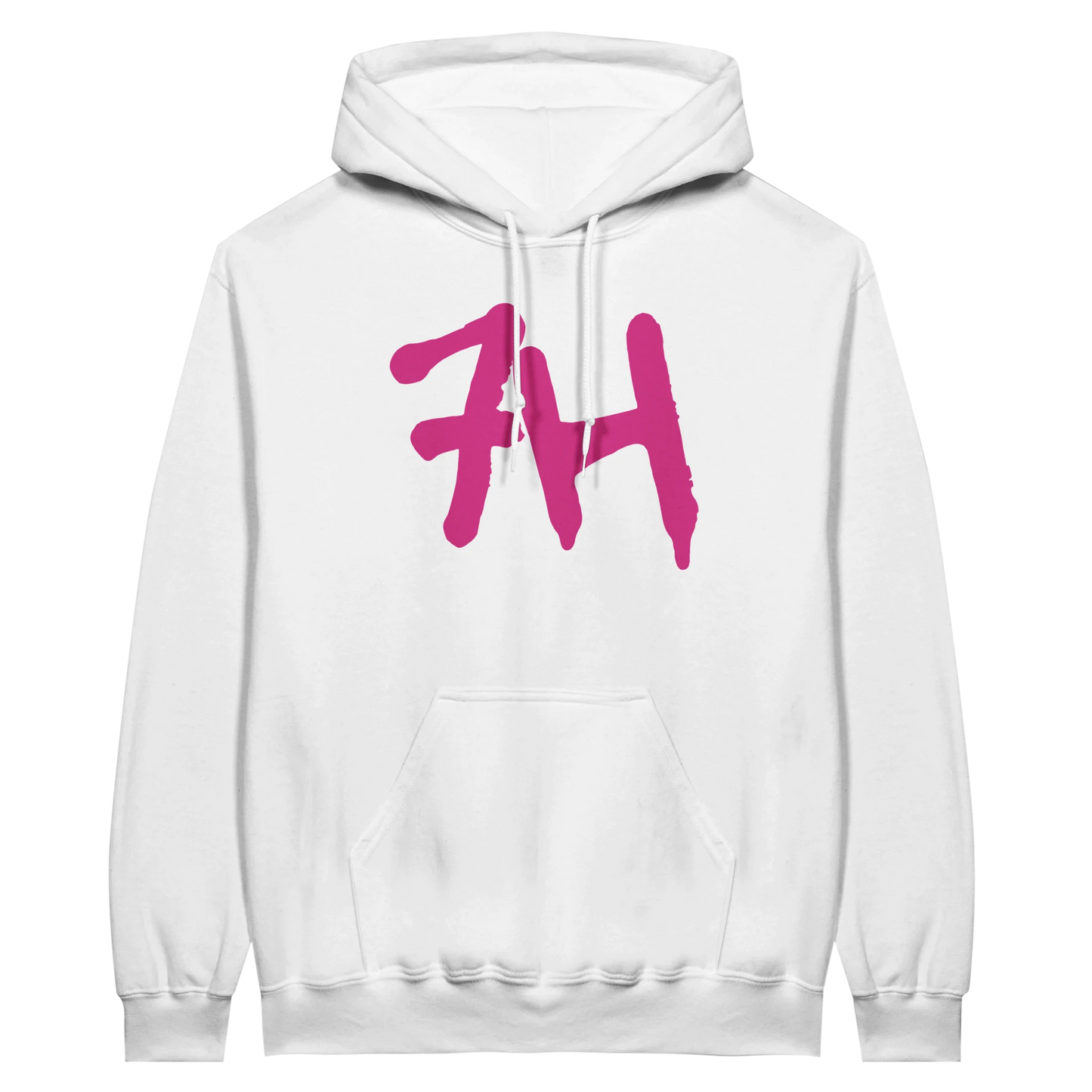 7HARAMHOOD White Graffiti 7H Hoodie – Mausgrau mit dunkelpinkem Graffiti-Design auf der Vorderseite.