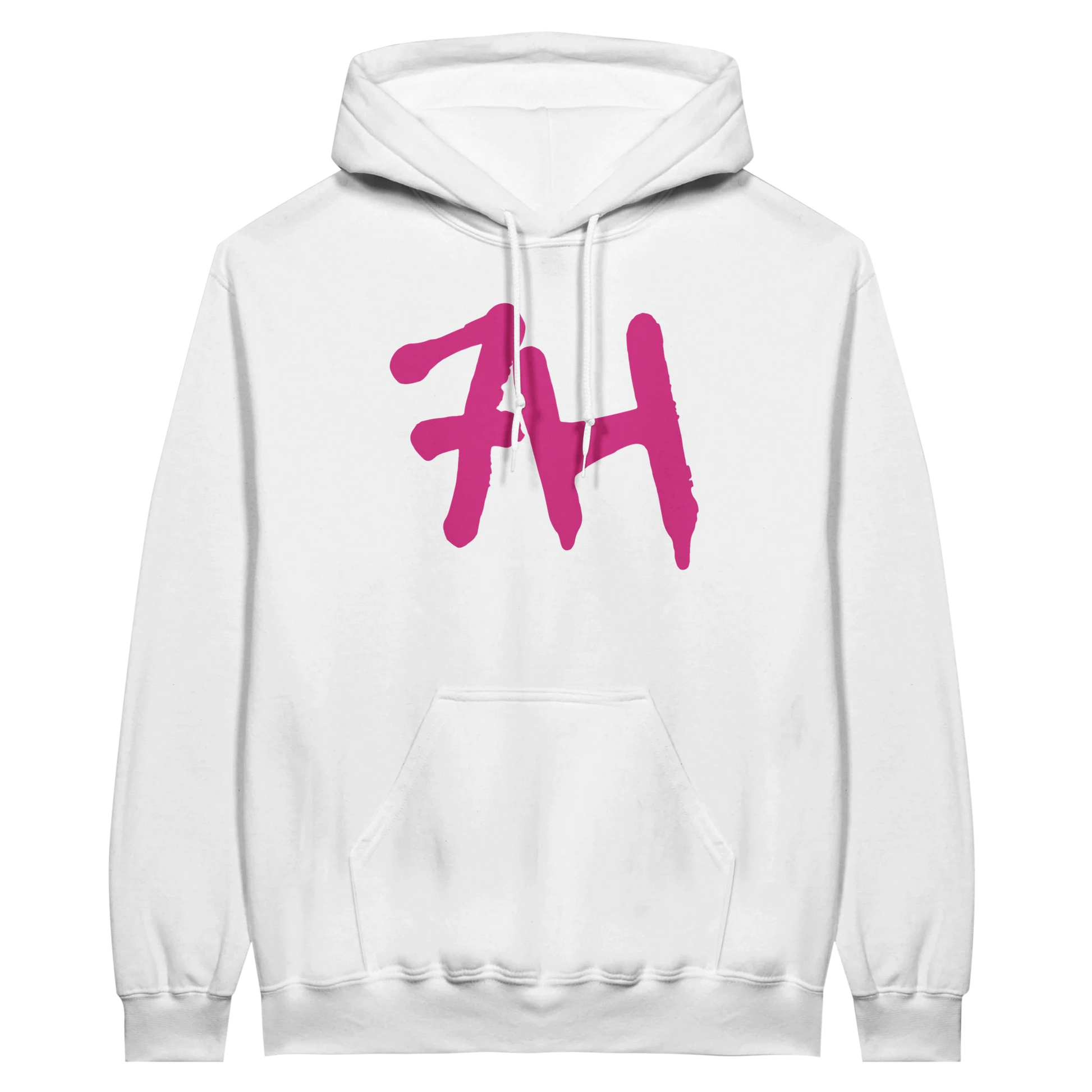 7HARAMHOOD White Graffiti 7H Hoodie – Mausgrau mit dunkelpinkem Graffiti-Design auf der Vorderseite.