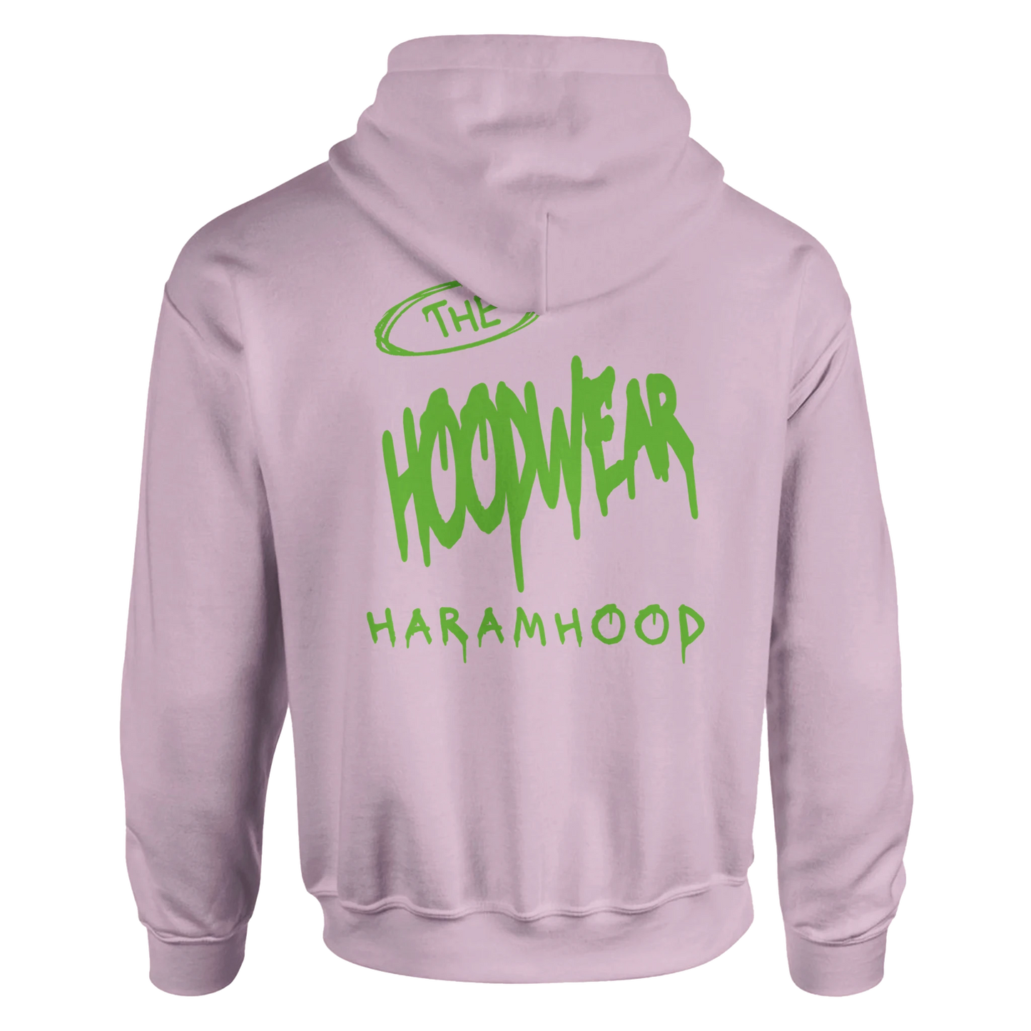 7H Graffiti Hoodie weiß-neongrün Rückenansicht - Haramhood Hoodwear
