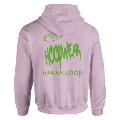 7H Graffiti Hoodie weiß-neongrün Rückenansicht - Haramhood Hoodwear
