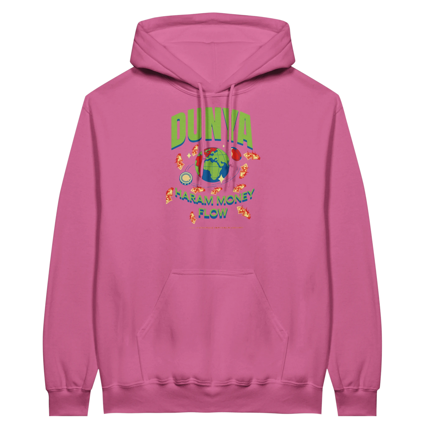 7HARAMHOOD Dunya Haram Money Flow Hoodie – Frontansicht, Unisex Hoodwear mit Hood-Branding