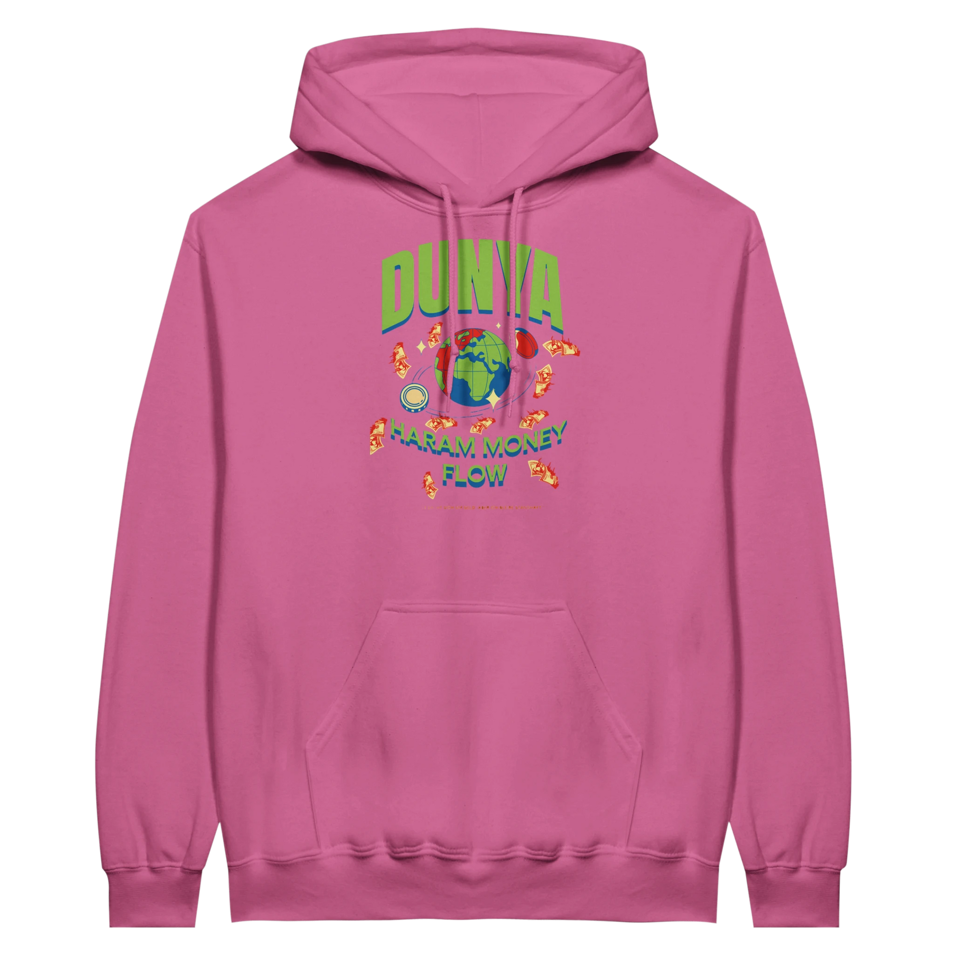 7HARAMHOOD Dunya Haram Money Flow Hoodie – Frontansicht, Unisex Hoodwear mit Hood-Branding