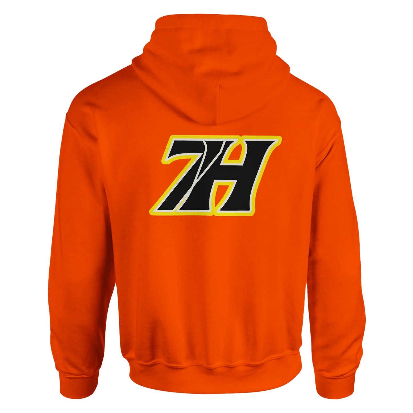 7H Hoodie Orange Rückansicht - Front & Backprint Design - Haramhood
