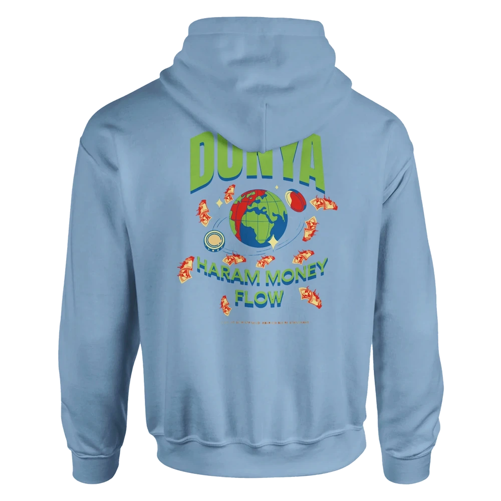 Dunya Haram Money Flow Hoodie Hellblau Frontansicht
