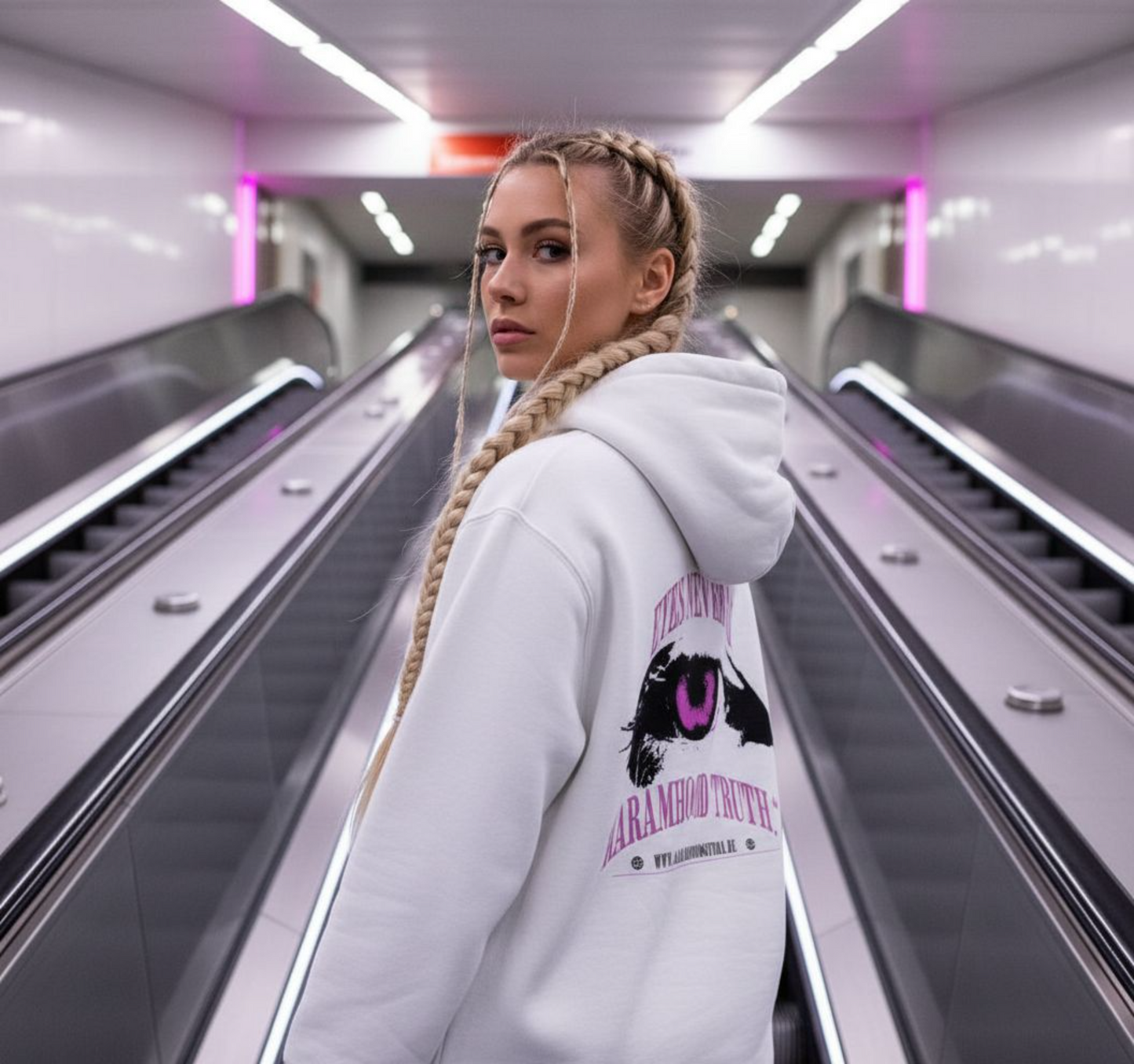 7HARAMHOOD Hollywood Truth Eye Hoodie – Weiß