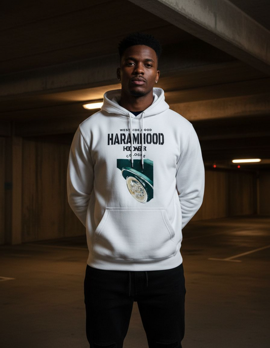 Weißer Westside Cologne Hoodie Frontansicht - Chain Graphic Haramhood Hoodwear

