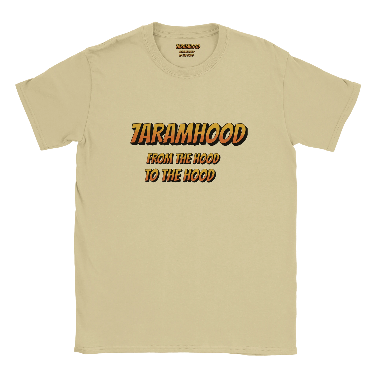 7ARAMHOOD Retro Gradient T-Shirt White Orange Streetwear Flat Lay
