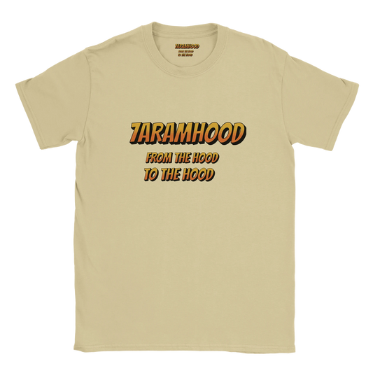 7ARAMHOOD Retro Gradient T-Shirt White Orange Streetwear Flat Lay
