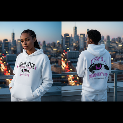 7HARAMHOOD Hollywood Truth Eye Hoodie Weiß