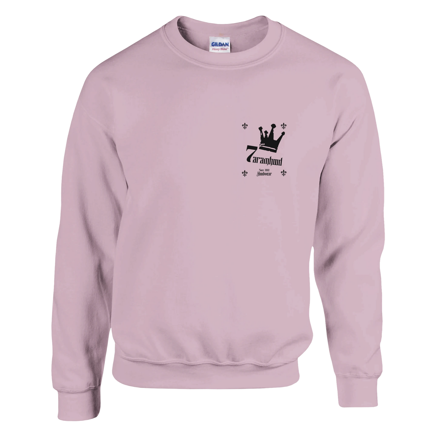 t7HARAMHOOD Brand Since-2022 Sweatshirt Rosa Frontansicht mit Crown Logo


