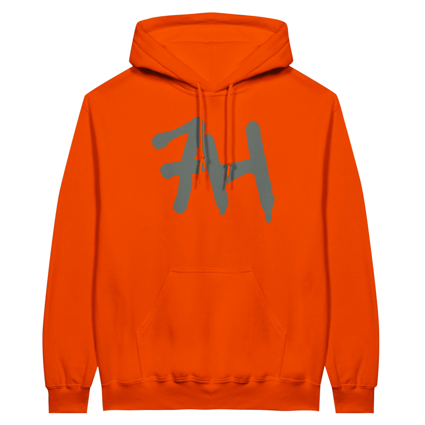 7HARAMHOOD White Graffiti 7H Hoodie – Mausgrau in leuchtendem Orange mit grauem Druck.