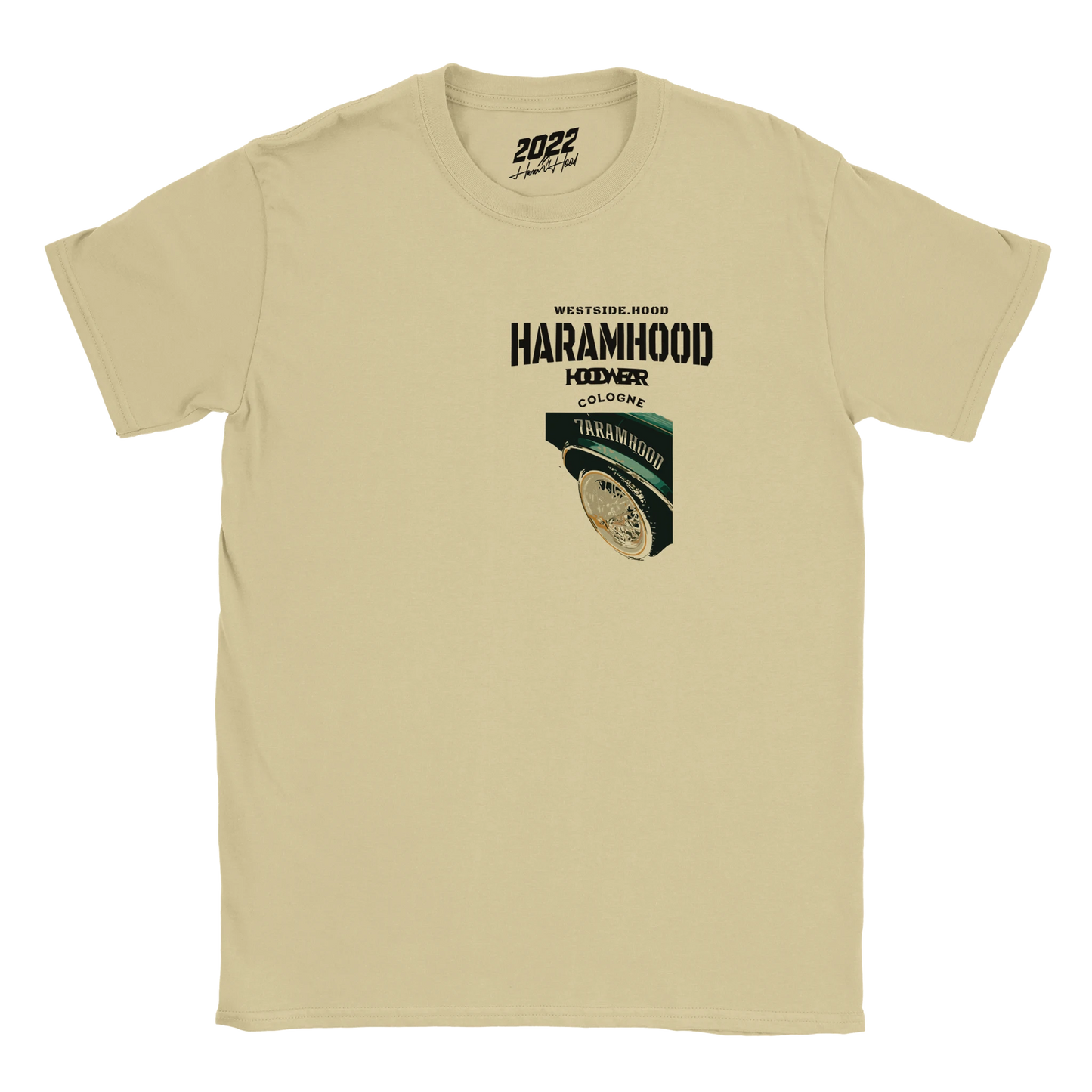 HARAMHOOD Westside Cologne T-Shirt Stone Grey Streetwear Model Vorne