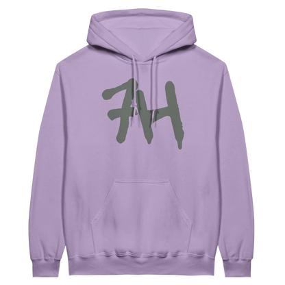 7HARAMHOOD White Graffiti 7H Hoodie – Mausgrau in lila mit 7H-Design auf der Vorderseite.