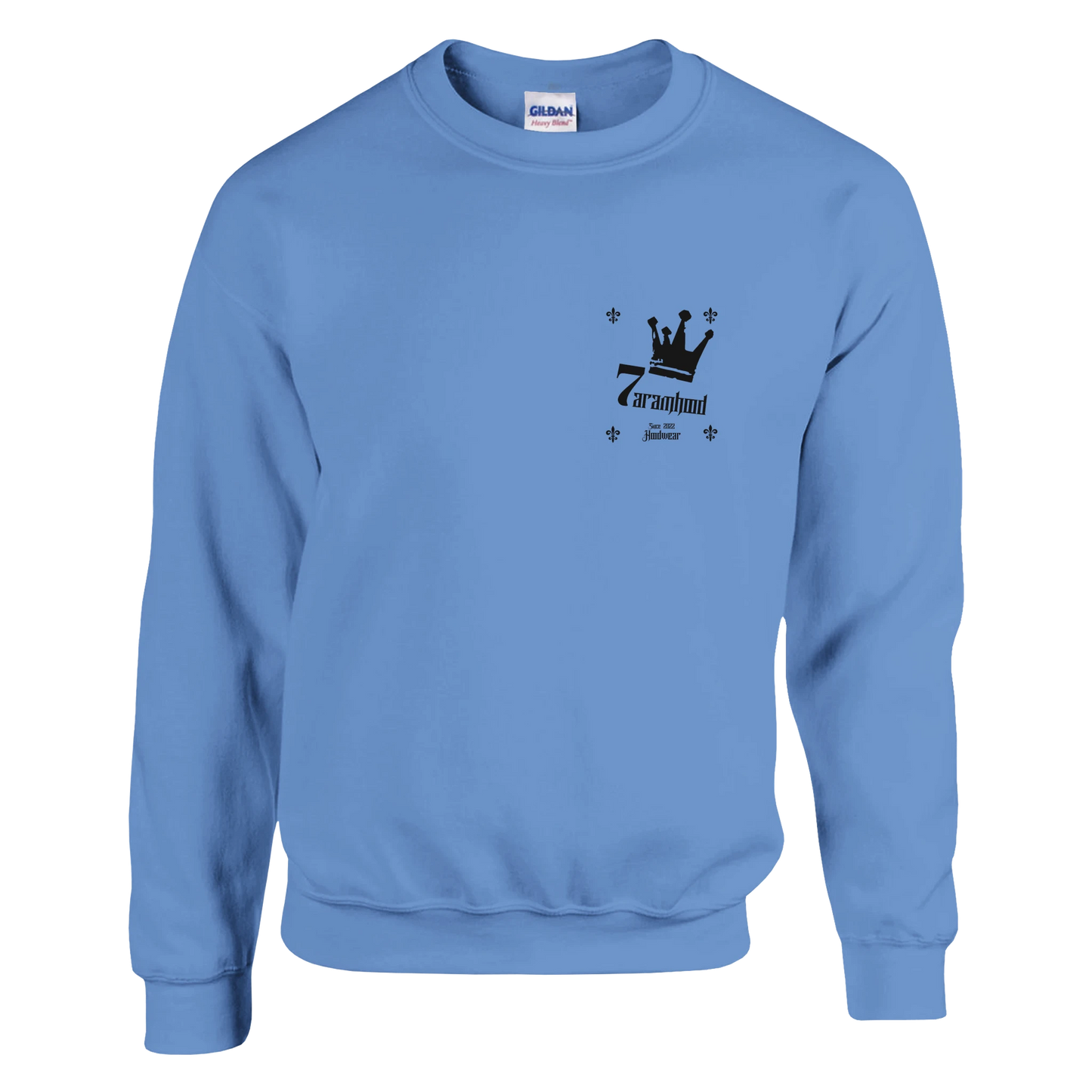 Weißes 7H Sweatshirt mit Crown Logo Seitenansicht - Haramhood Hoodwear seit 2022
