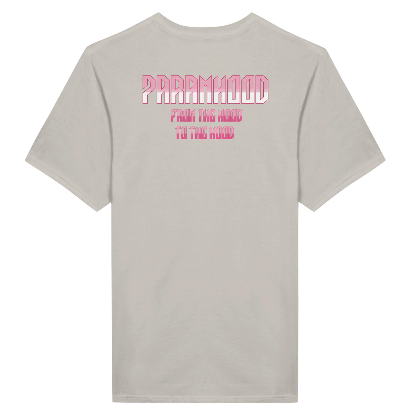 7HARAMHOOD Gradient Logo T-Shirt White Pink Streetwear Detail